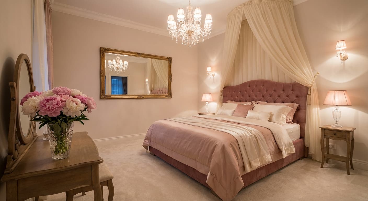 Romantico interior design style - AI photorealistic render by Lumiforma