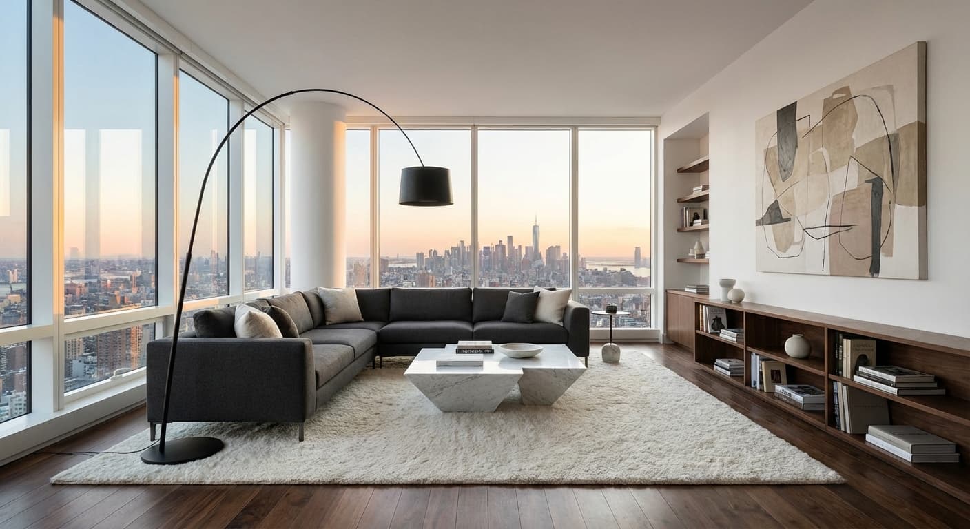 Moderno interior design style - AI photorealistic render by Lumiforma