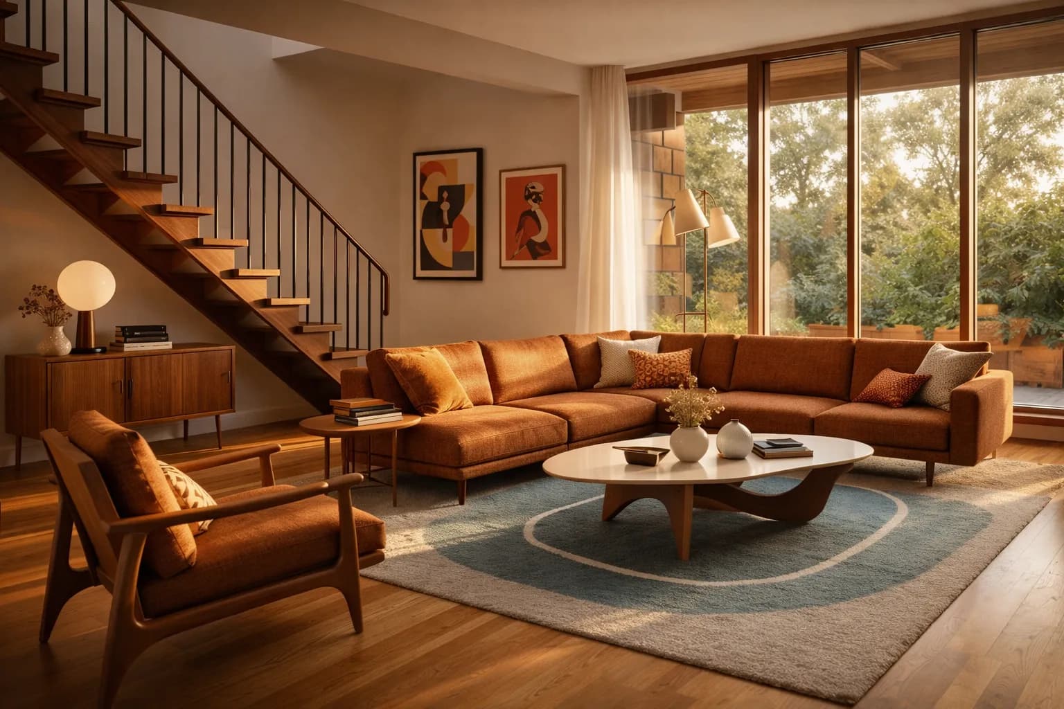 Mid-Century interior design style - AI generated photorealistic room visualization