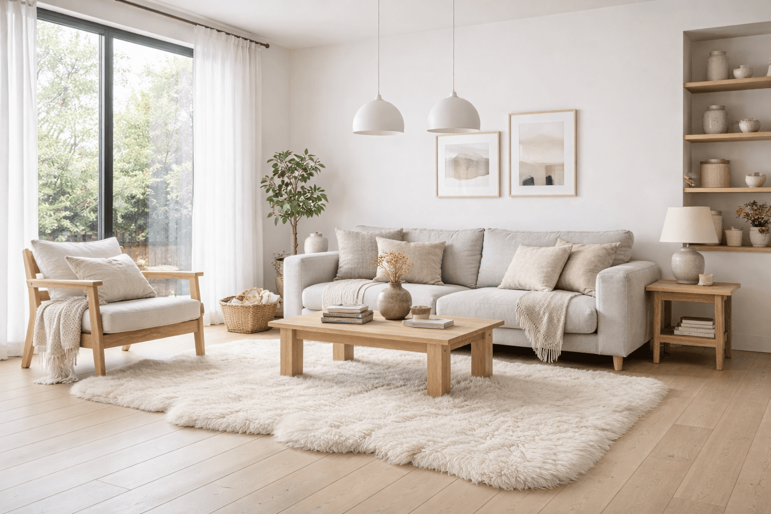 Scandinavian interior design style - AI generated photorealistic room visualization