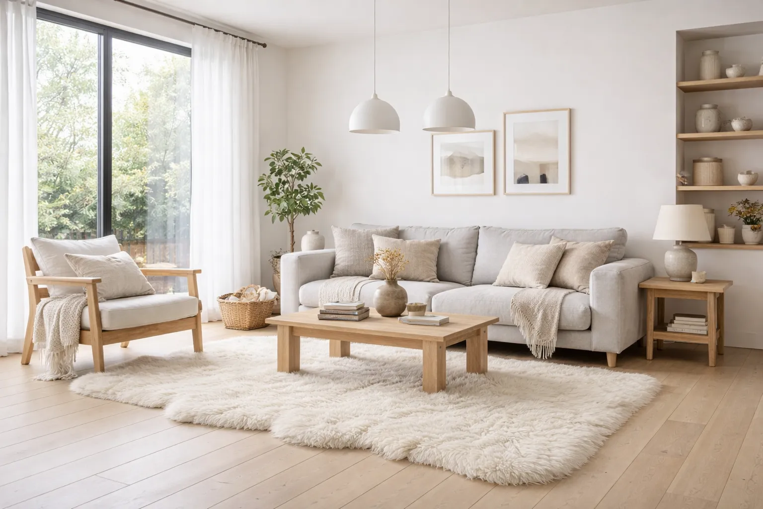 Scandinavian interior design style - AI generated photorealistic room visualization